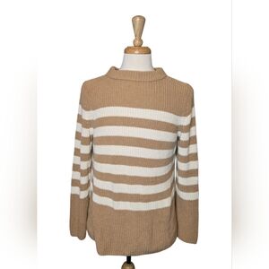 Coastal Grandma Talbots Striped Knit Sweater Size L Neutral Timeless Style